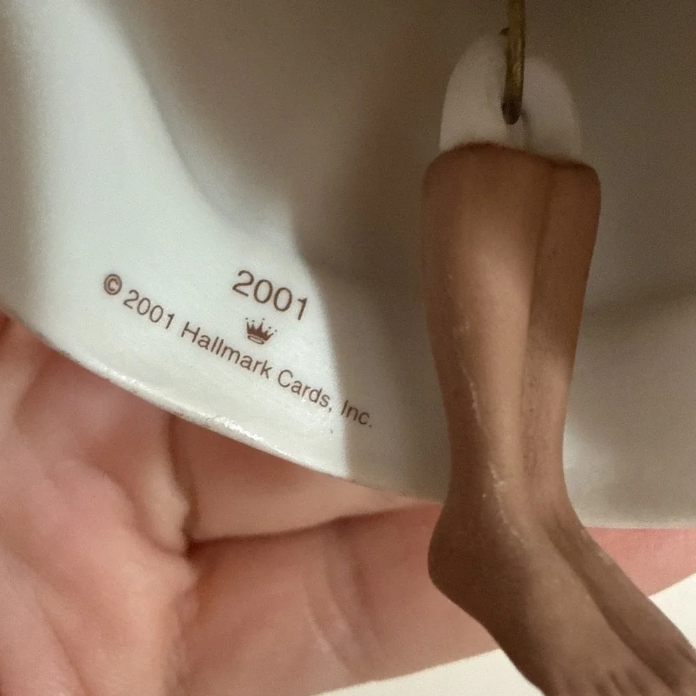 Vintage 2001 Hallmark Keepsake Graceful Black Angel Bell Porcelain Ornament